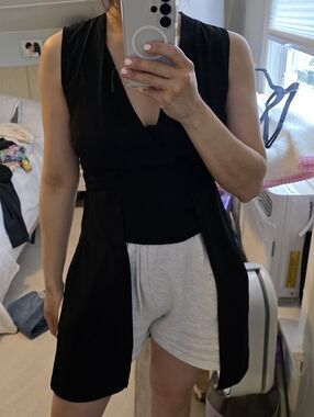 Zara Black Wrap Tank Top Tie Waist Minimalist Blouse Size Small